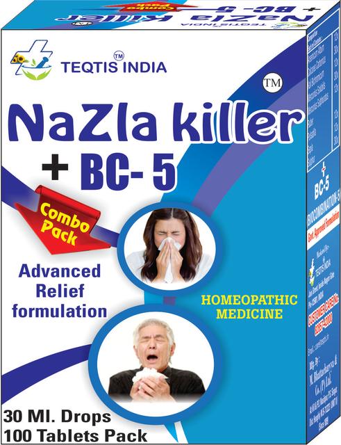 NAZLA KILLER DROPS + BC 5 Homeopathic Treatment For Sinus Sinusitis